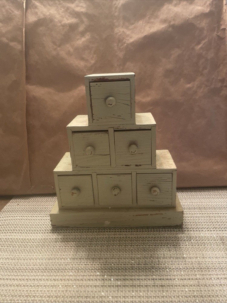 Distressed  Wood Storage Stacked Cube Box