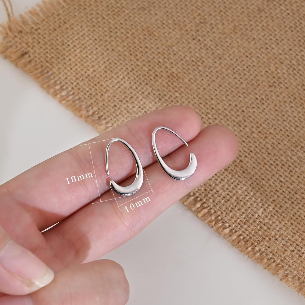 Tiny Pull Through Earrings Small Teardrop Hoop 925 Sterling Silver