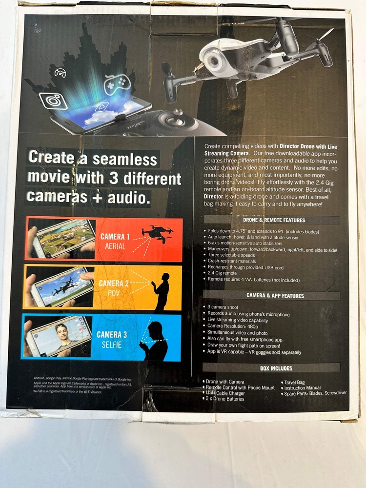 Protocol Director Foldable Drone with Live Streaming HD Camera