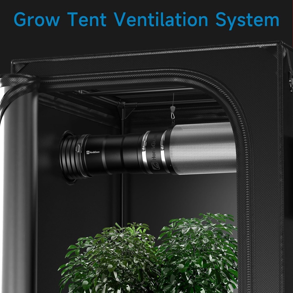 Efficient 4" Hydroponics Ventilation: Duct Fan, Carbon Filter, Speed Control