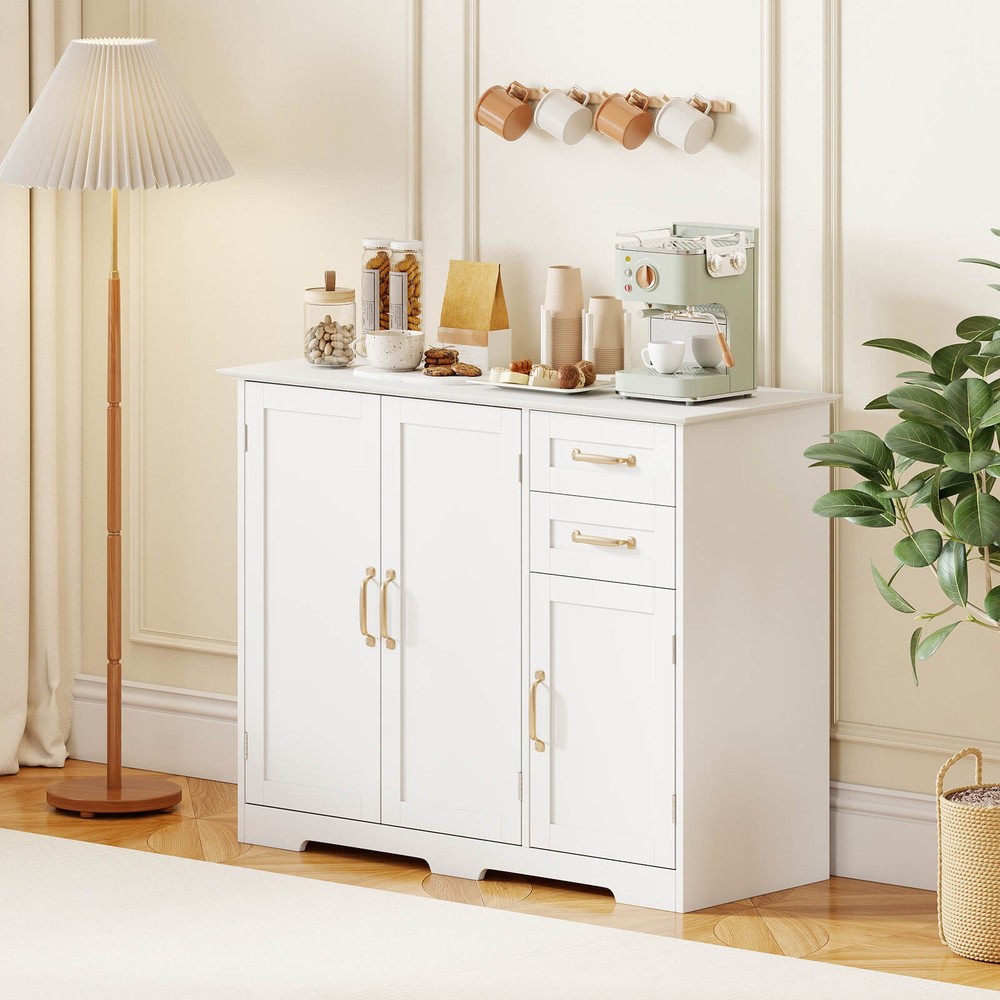 40" Sideboard Buffet Cabinet Modern Kitchen Storage Organizer with 2 Drawers