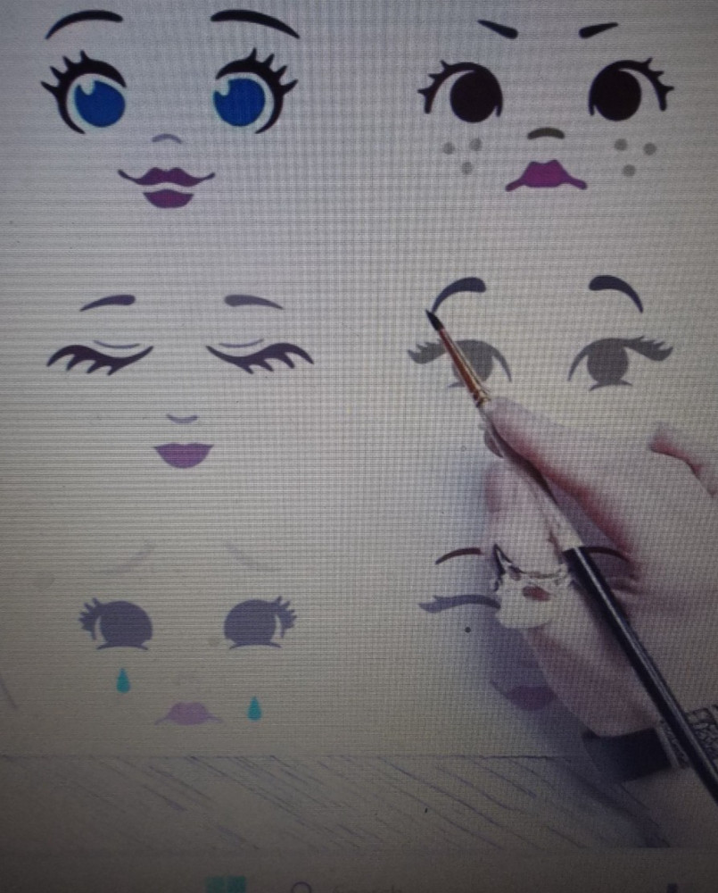 Reusable Pack 3 Face Painting Templates For Rag Doll Making or Crafts CODE E