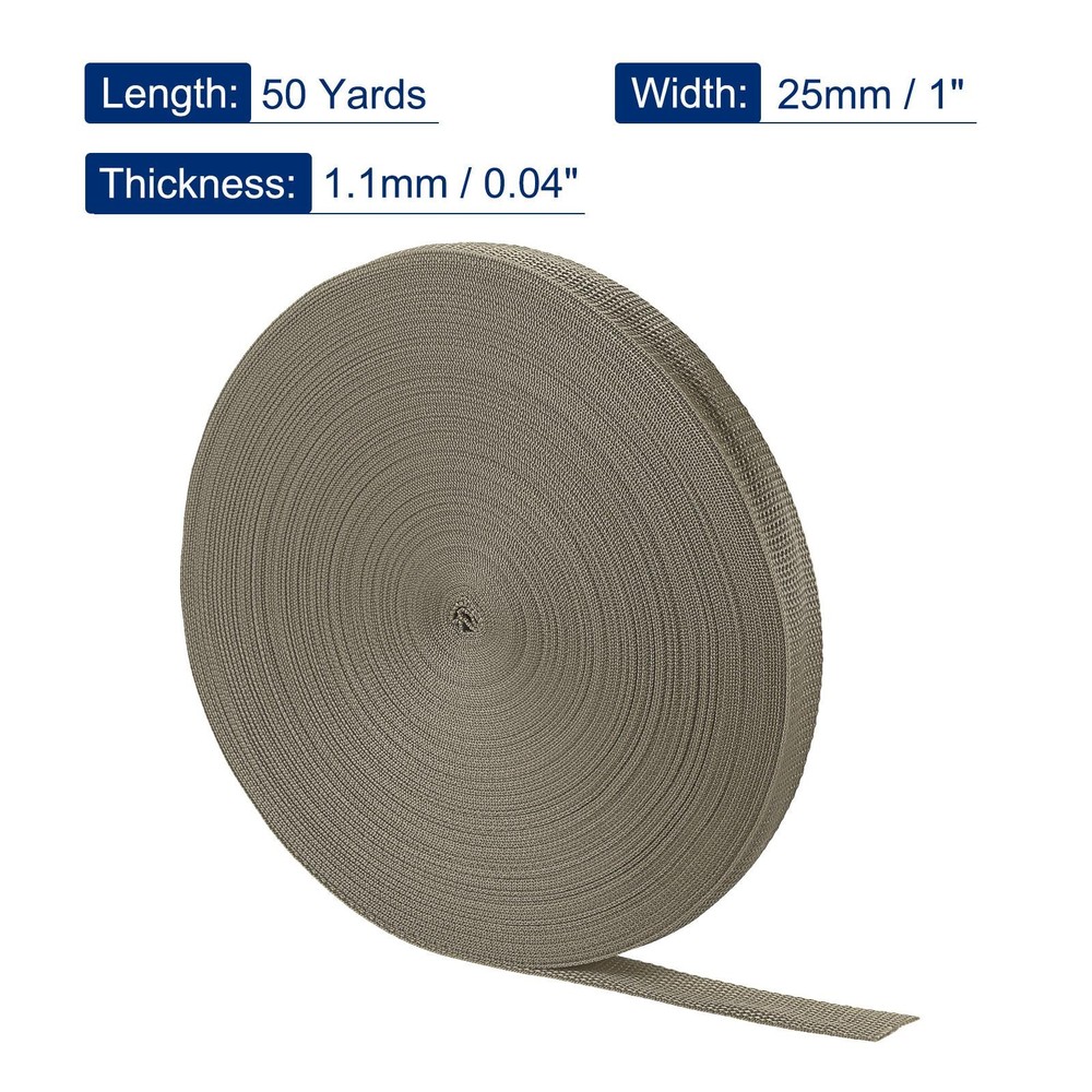 Lightweight Polypropylene Webbing Strap 1" 50 Yards Dark Khaki Strapping