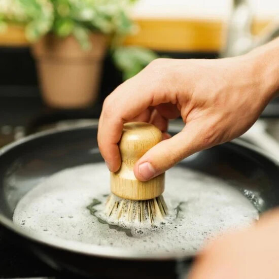 3 Bamboo Pot Scrubbers | Natural Handle & Bristles | Compostable | Eco-friendly
