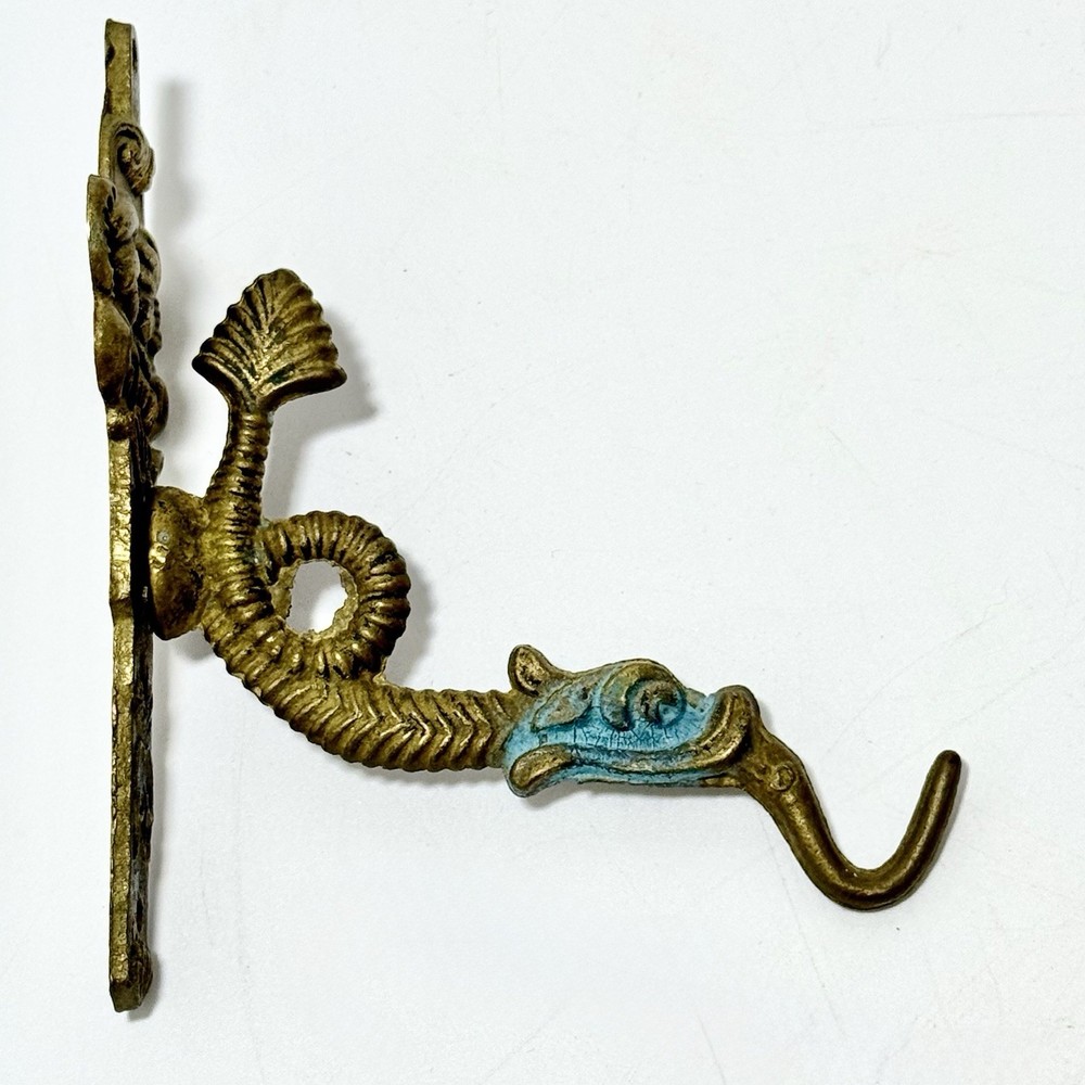 Victorian Inspired Ornate Vintage Solid Brass Wall Hook Serpent-Style Dual Faces