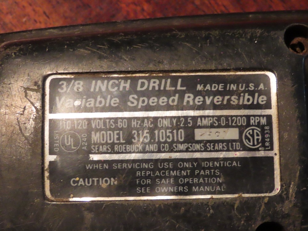 Sears Craftsman 3/8" Drill Variable Speed Reversible Tested 315.10510