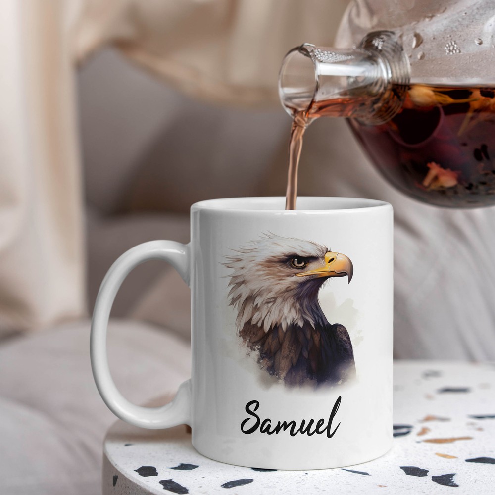 Eagle Mug - Personalized American Bald Eagle Gift, Bird Custom Name Coffee Cup