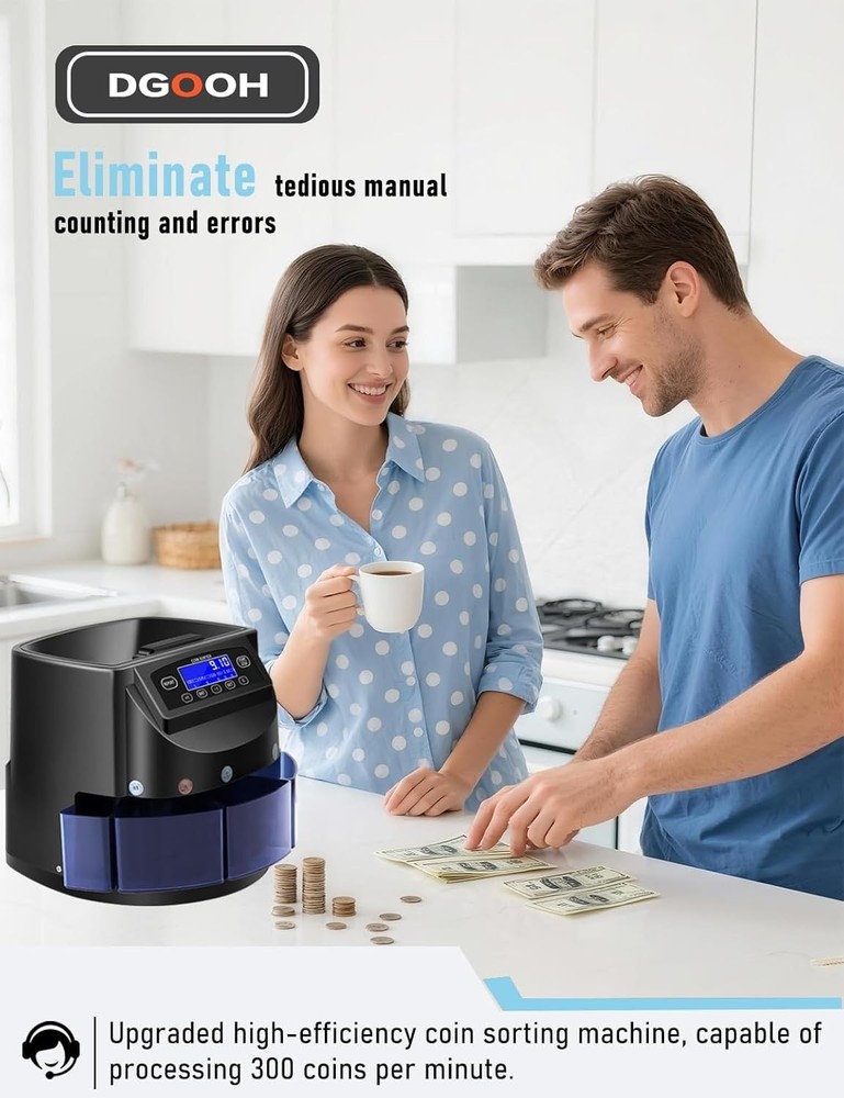 Coin Counter Sorter LCD 300 Capacity Packaging Machine