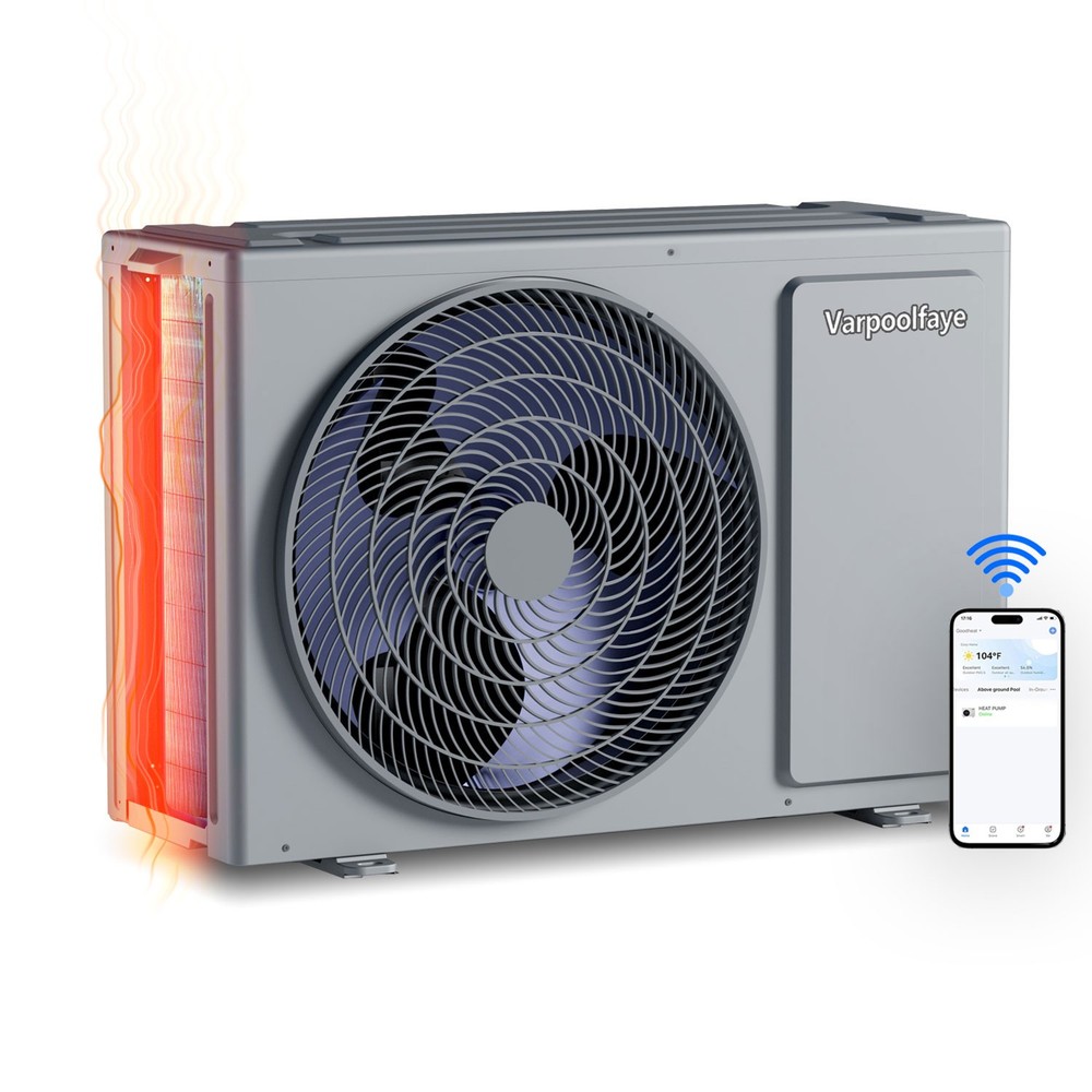 Varpoolfaye 120V Above Ground Heat Pump Swimming Pool and Spa Heater 27000 BTU