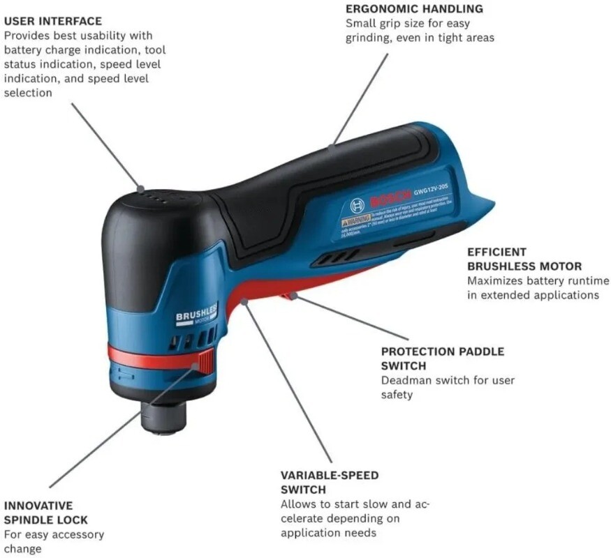 12V Max Brushless 1/4’ Right Angle Die Grinder Right Angle Die Grinder