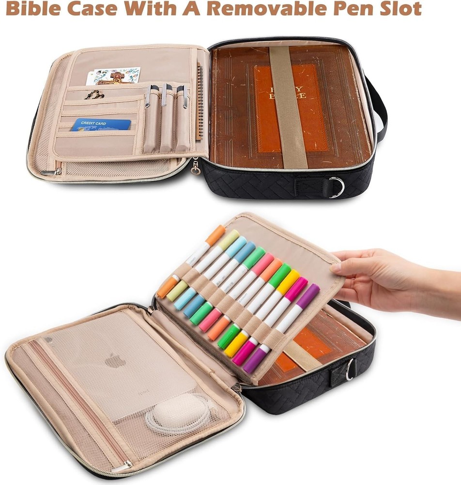 Elegant Black Bible Carrying Case - Versatile Protection for Your Scripture