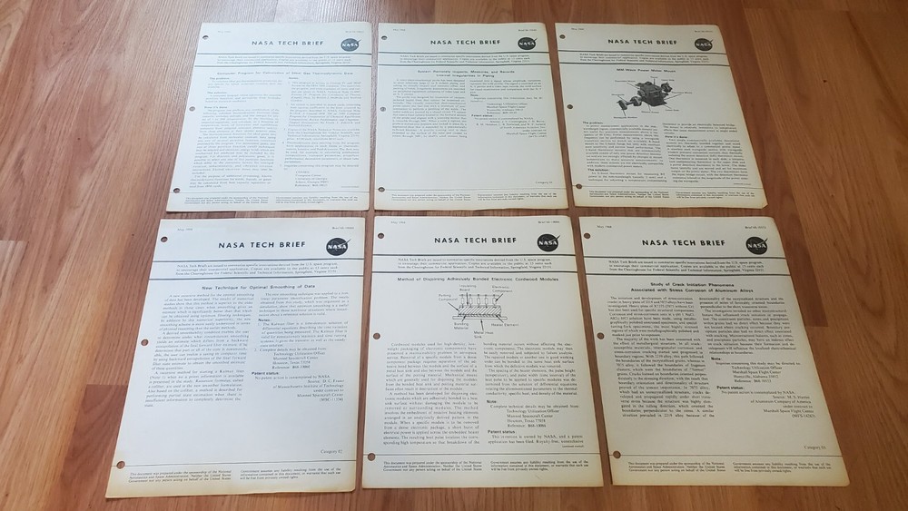 SIX NASA Tech Brief Documents May 1968 Technical Notes Clearinghouse Scientific