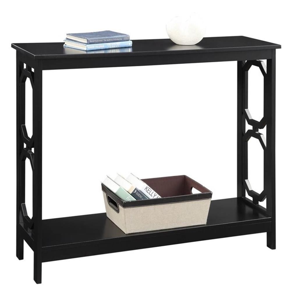 Pemberly Row Transitional Console Table in Black Wood Finish