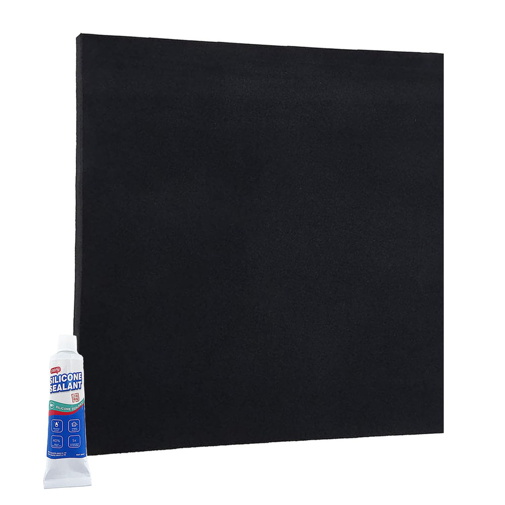 Silicone Rubber Sheet, 60A, 1/25 (.04") Thick, 12" W X 12" L, Black, Rectangular