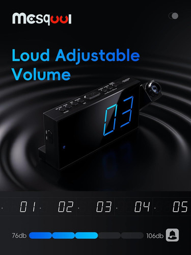 Digital Projection Alarm Clocks with Projection, Blue Digits;