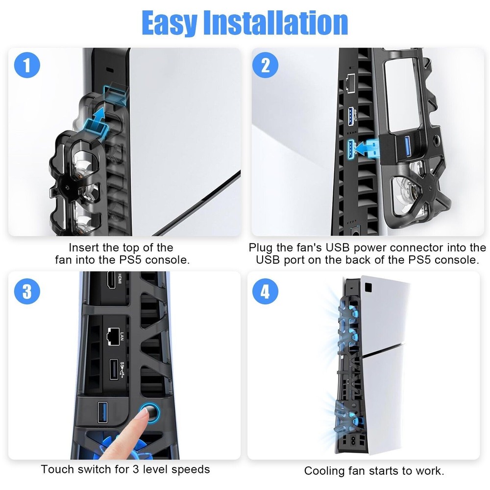 Upgraded External Cooling Fan Cooler Accessory For PS5 Slim Disc/Digital Console