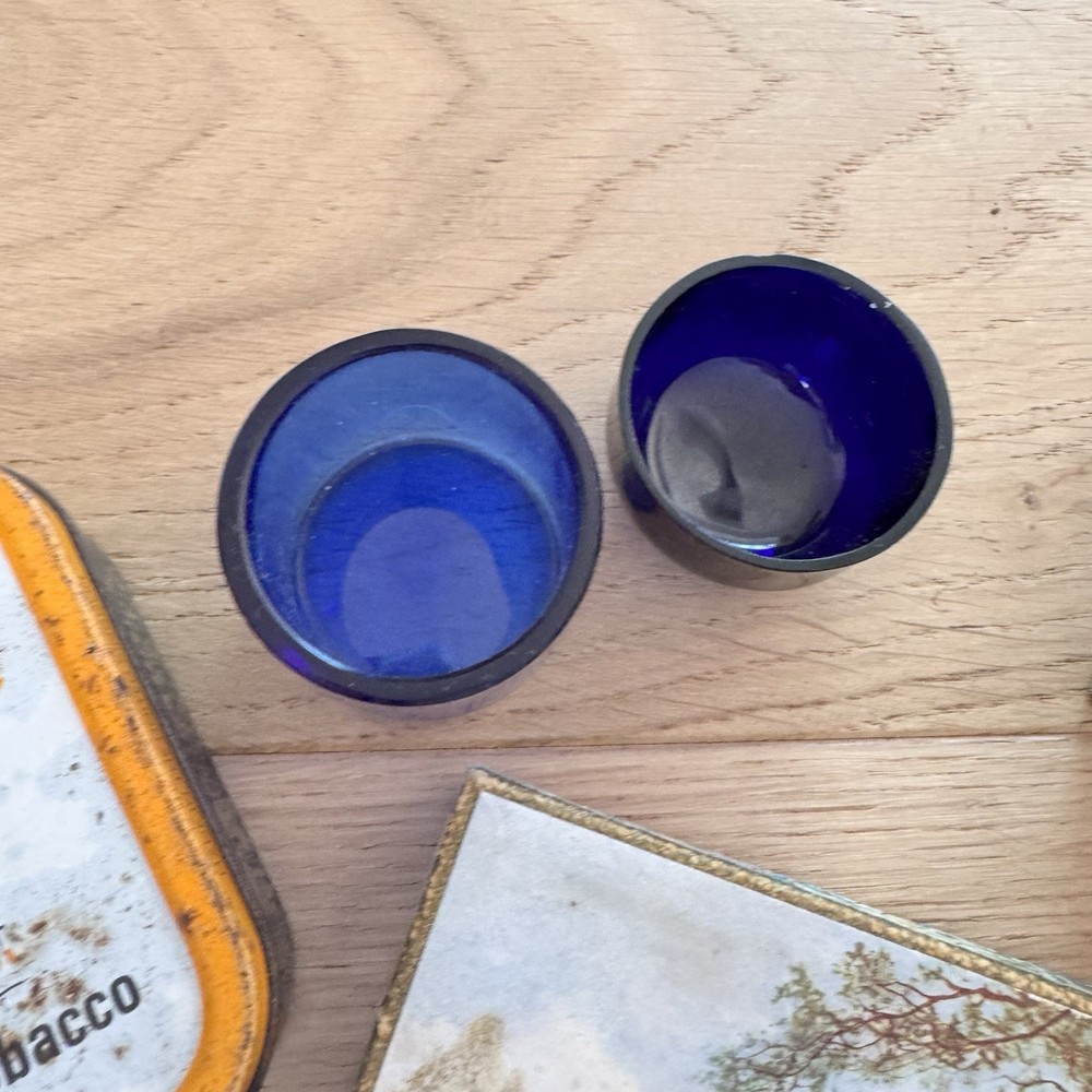 Vintage Curios Boxes Tin Glassware Collectables Assorted As Found