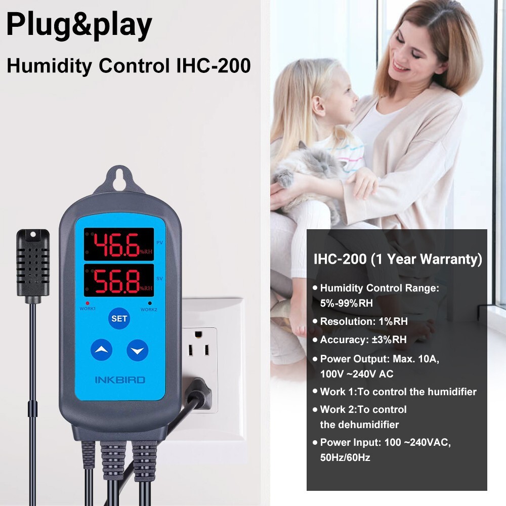 Heating Thermostat Temperature Controller ITC-308+Humidity Controller IHC-200 US