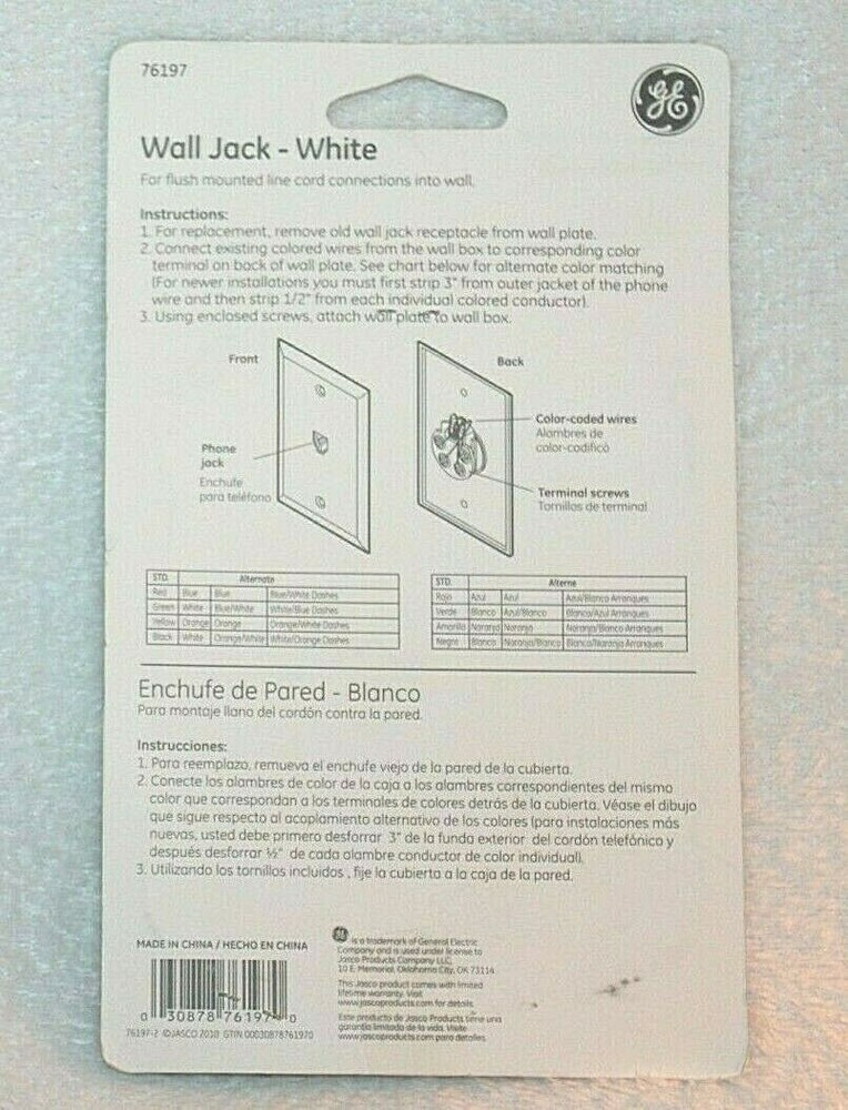 General Electric Phone Wall Jack - White