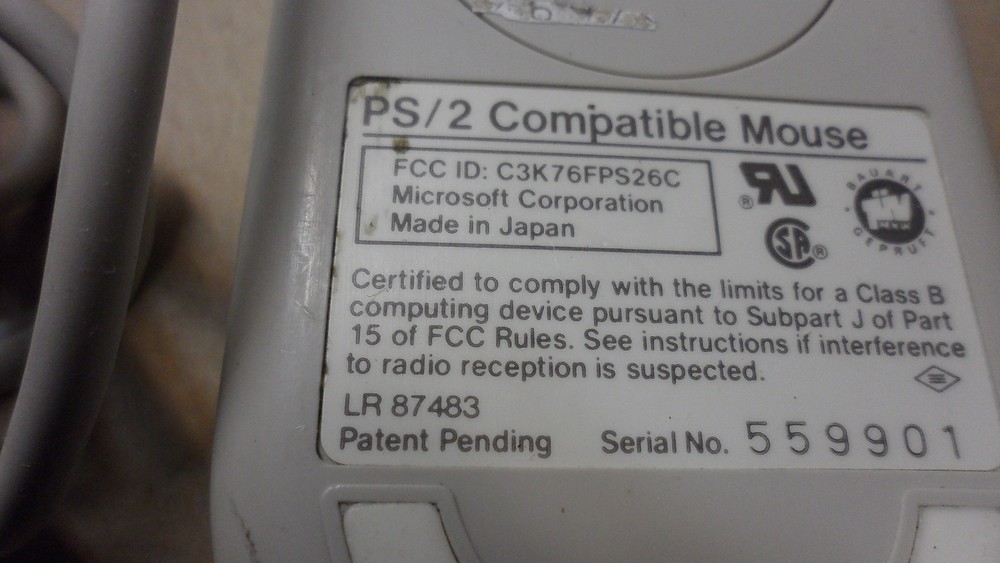 Microsoft PS/2 Compatible Mouse LR 87483