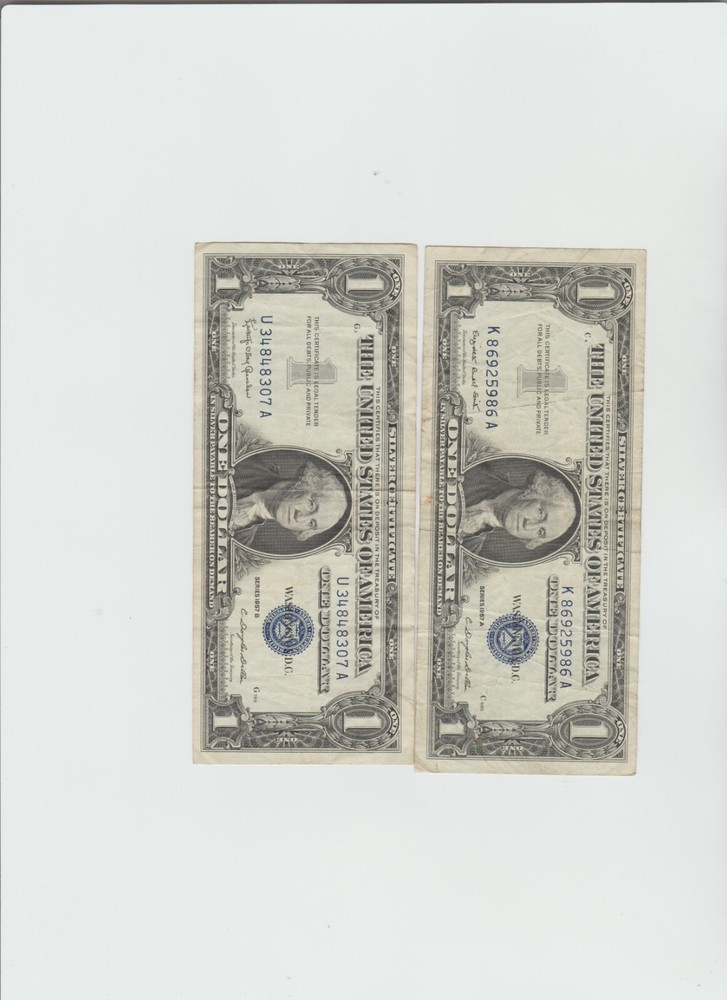 2 Circulated 1957-A&B Silver Certificates