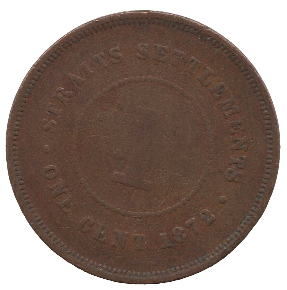 1872 Straits Settlements 1 Cent Coin – British Colonial Issue