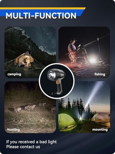 Rechargeable Spotlight, 500 Lumens LED Spotlight Flashlight, IPX2 Gray