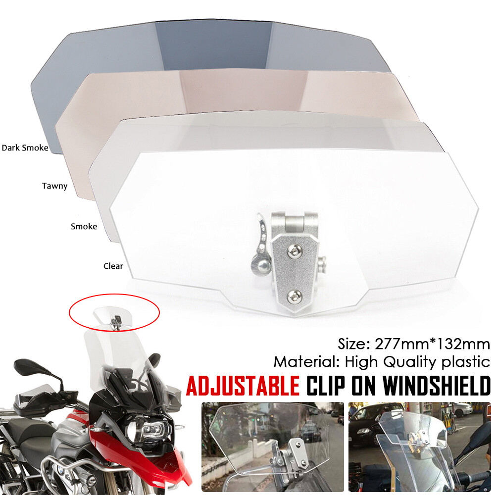 Adjustable Windshield Clip On Extension Spoiler Wind Deflector For Motorcycle