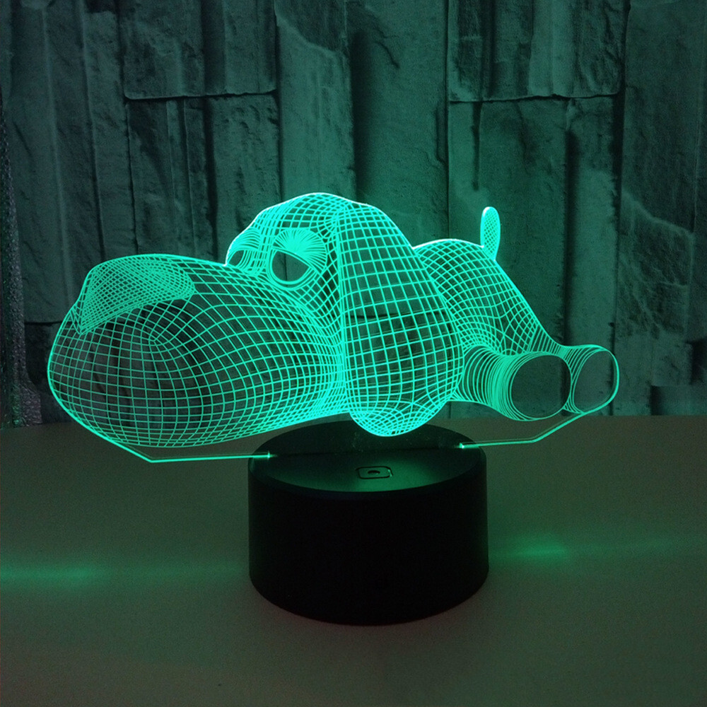 Doggo 3D Glass Desktop Lamp, Color-Changing Night Light, USB/Battery Powered