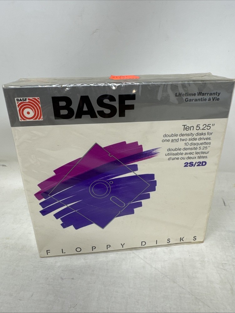 SEALED BASF 2S/2D Floppy Disk Box 10 Pcs 5 1/4” West Germany 80s