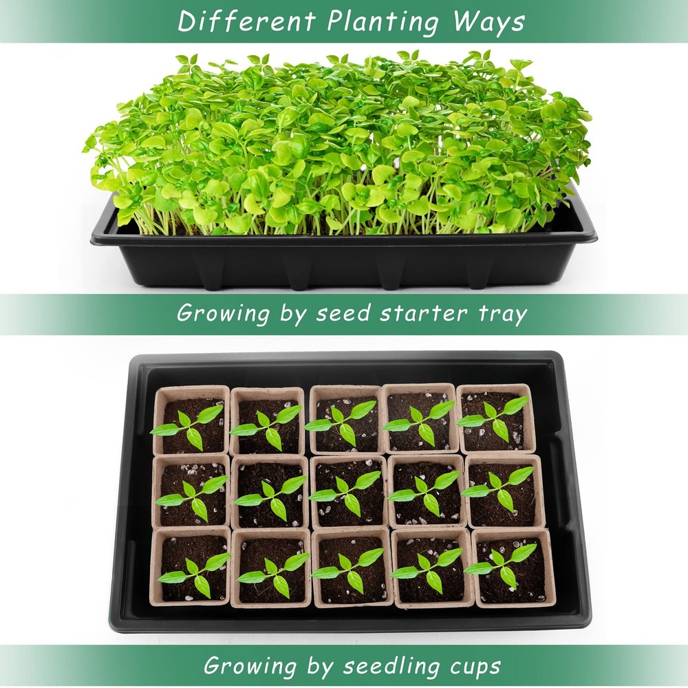 4 Pack Seed Starter Tray Kit, 120 Square Seed Peat Pots for Seedlings with Pl...