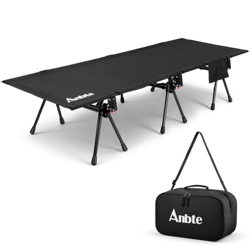 Height Adjustable Camping Cot with Storage Net & Bag, Support up to 400lbs