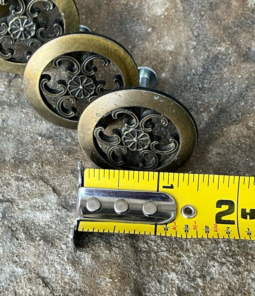 4 Allison Brass Antique Hardware Mid Century Modern Drawer Pulls Cabinet Knobs