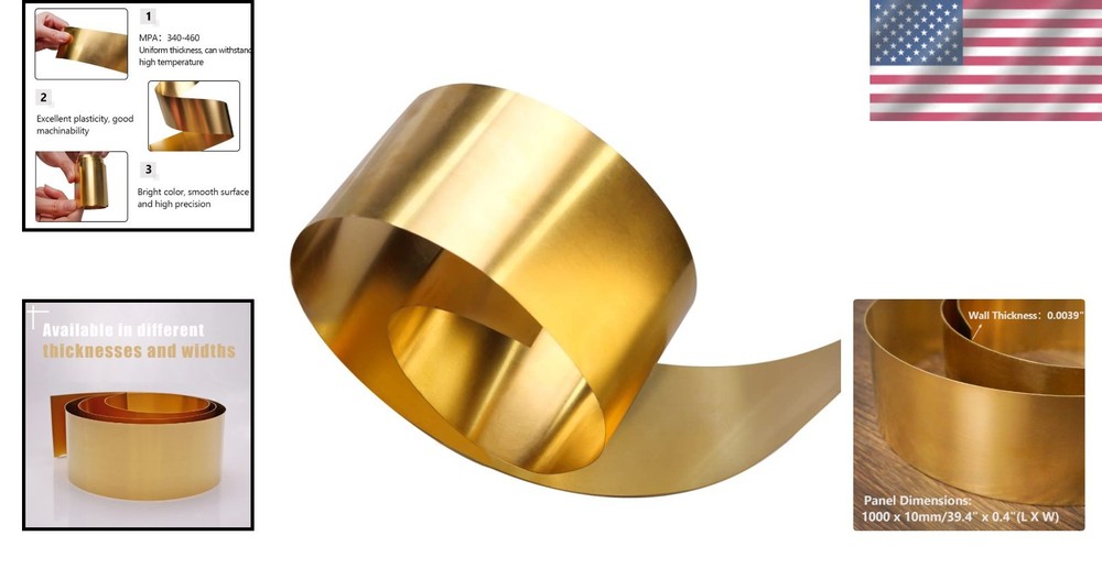 Seamless Copper Brass Sheet Roll - 0.1mm Thick, 38 Gauge for Electrical Projects