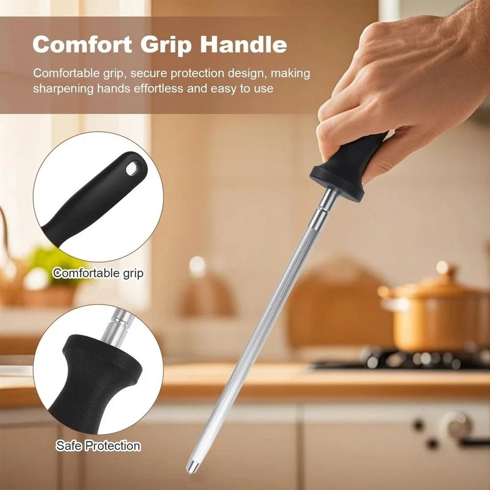 Handle Sharpening Blade Rod Knife Kitchen Tool Sharpener Rod Professional Carbon