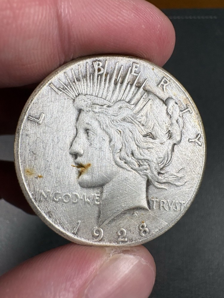 1928 Peace Silver Dollar Harshly Cleaned