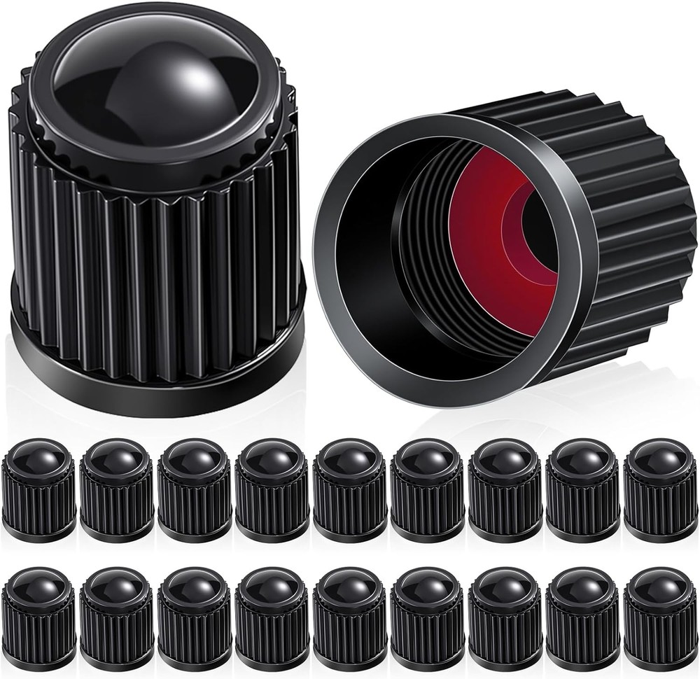 Plastic Tire Valve Stem Caps 20pc Black