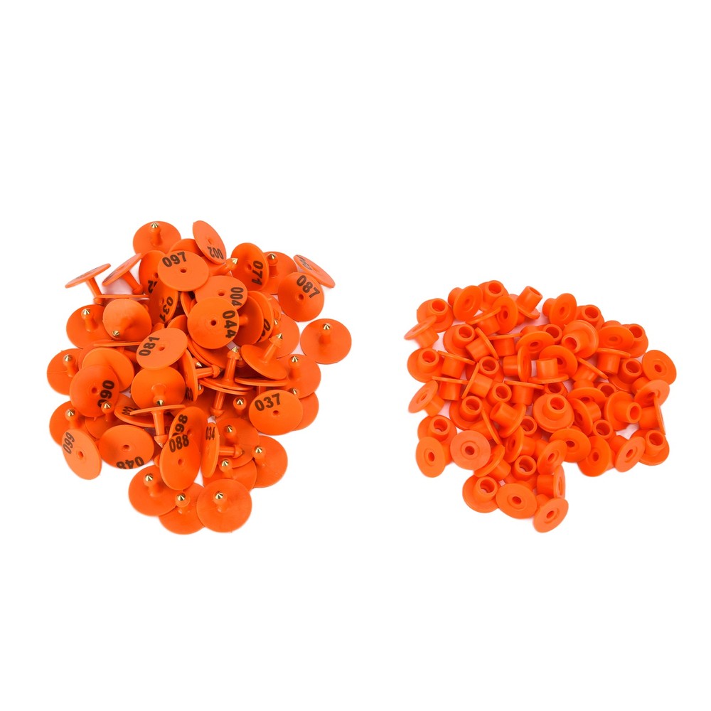 (Orange)Cattle Numbered Ear Tag Convenient Identification Dog Marker Label With
