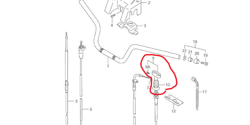 SUZUKI QUAD RUNNER LT160,160,LT230G REVERSE CABLE RED T-HANDLE PULL LEVER