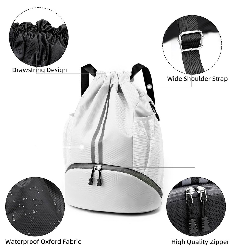 Valleycomfy Sports Drawstring Backpack - Water Resistant String Bag with Shoe...
