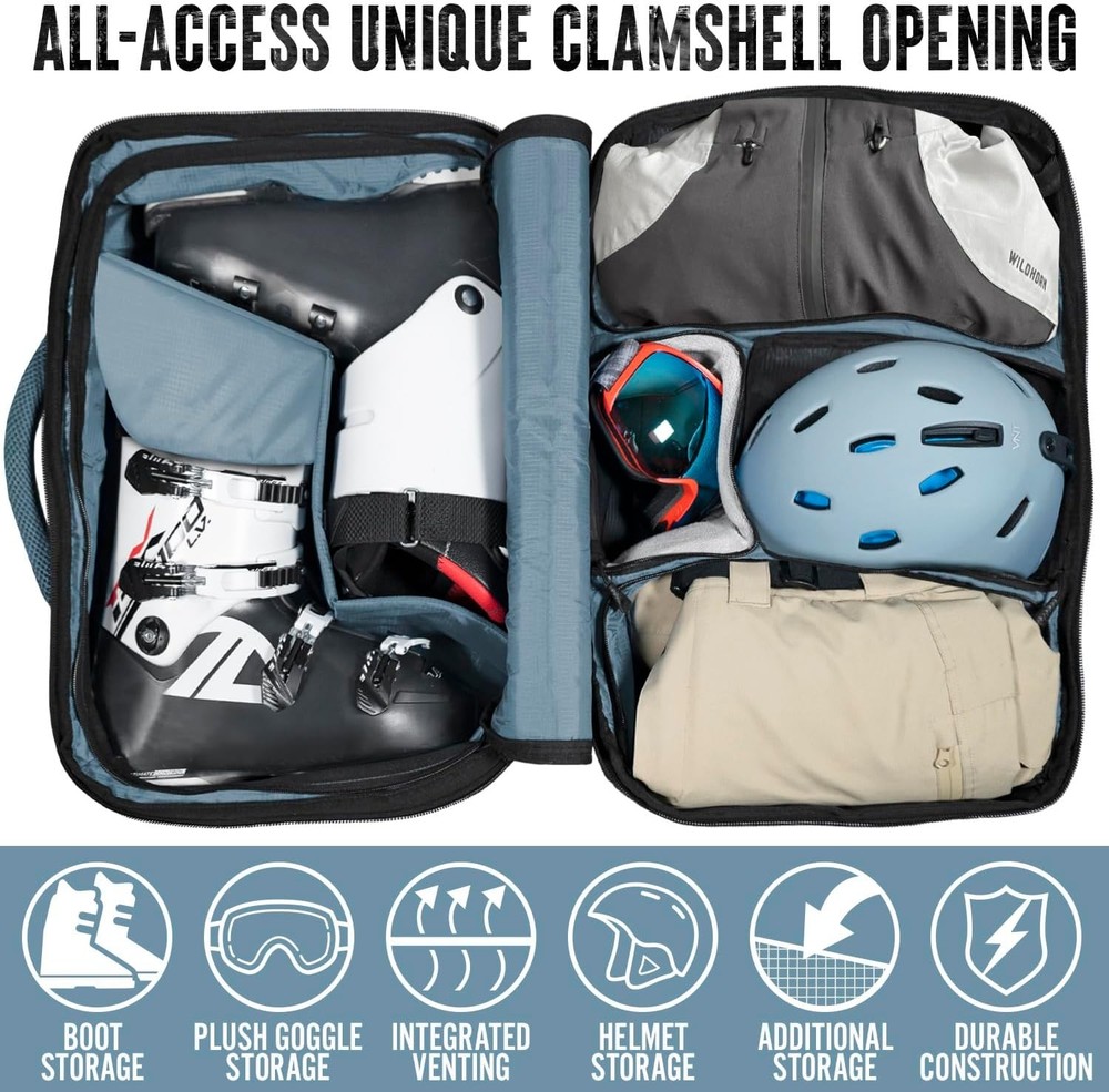 Premium Durable Waterproof Travel Ski Boot Bag Backpack, suitable for ski boots,