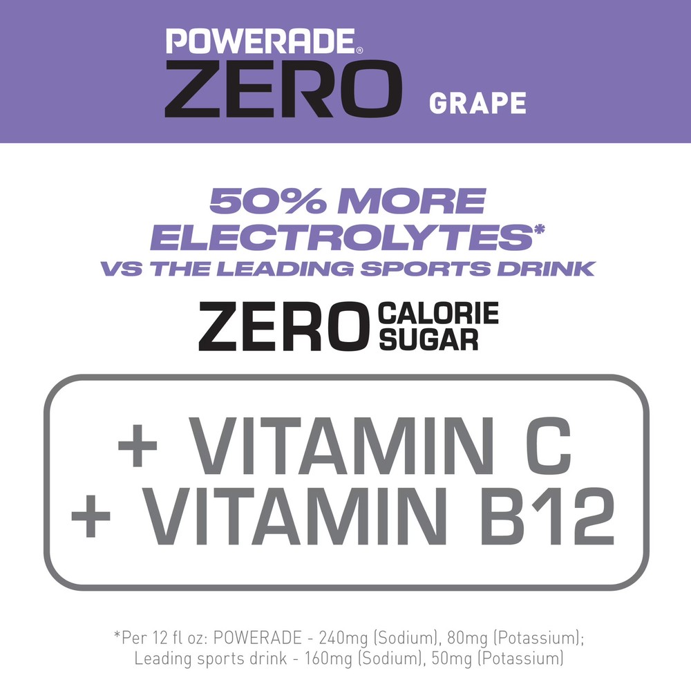 POWERADE Zero Grape Electrolyte Drink 20 oz 8 Pack