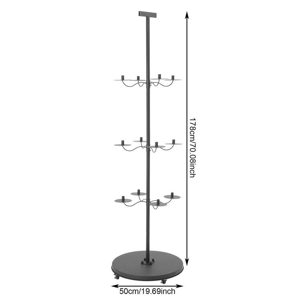 12-Head Adjustable Wig Display Stand with Lockable Wheels - Modern Iron Design