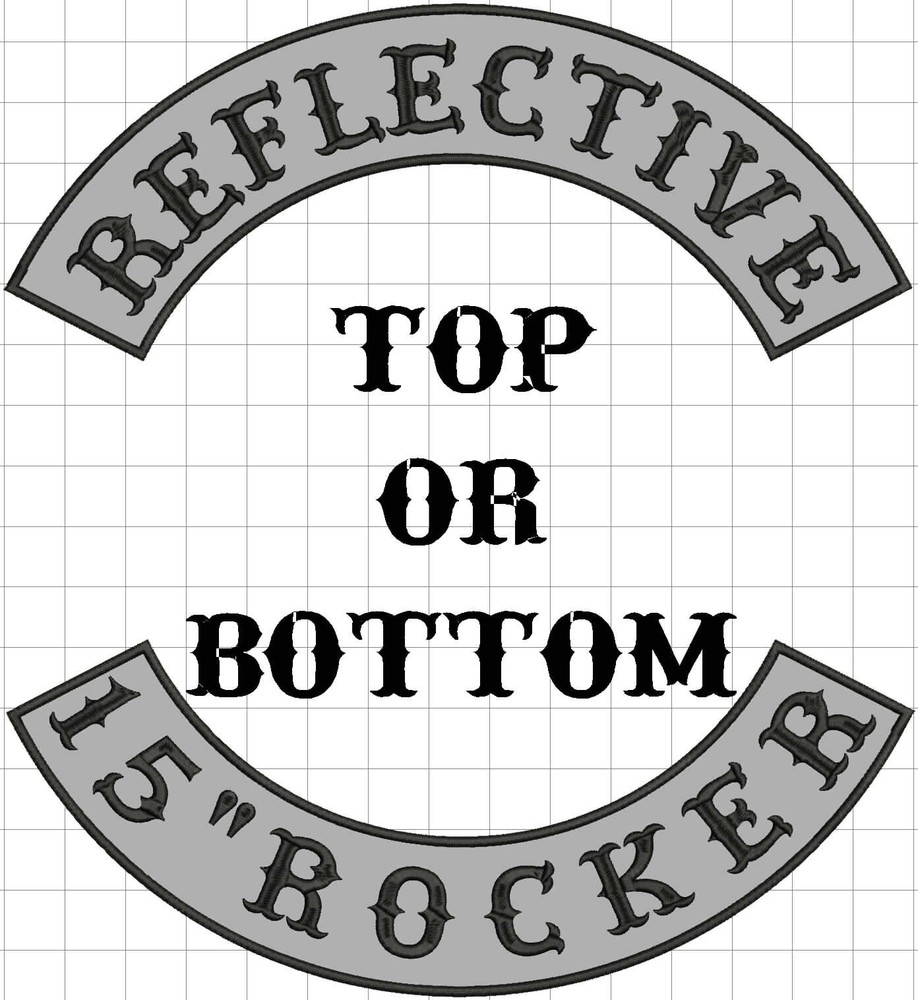 15" inch REFLECTIVE Top, Bottom OR Side Rocker, personalized SewOn custom patch