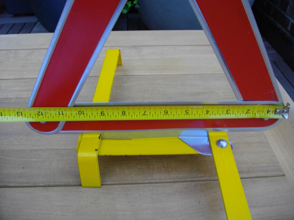 Fold-Out WARNING TRIANGLE Hazard Sign Sturdy Solid Metal Wind Resist USA Made