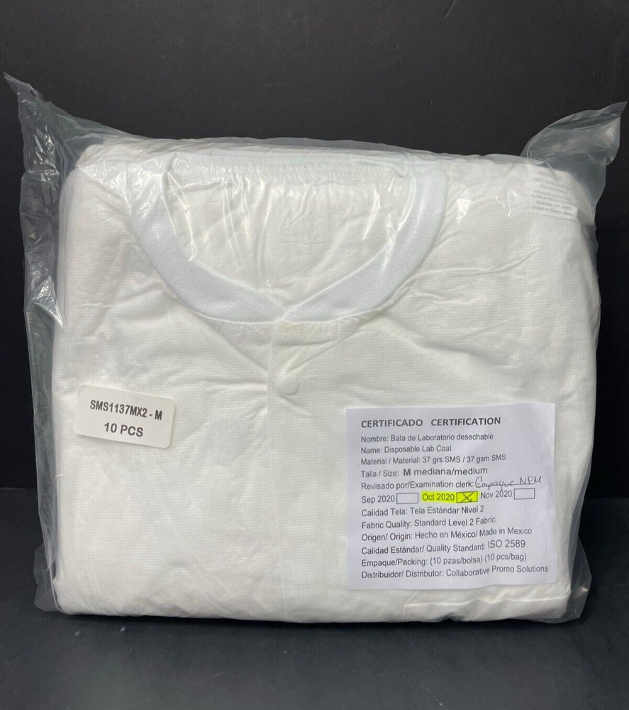 Collaborative Promo Solutions Lab Coat Medium Level 2 SMS White 100 Coats