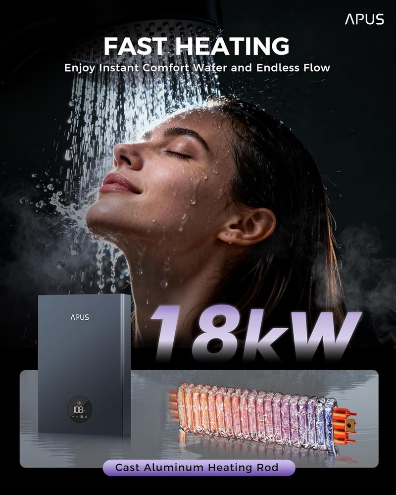 18kW Electric Tankless Water Heater, APUS 240V Instant On-Demand Hot Water Heate