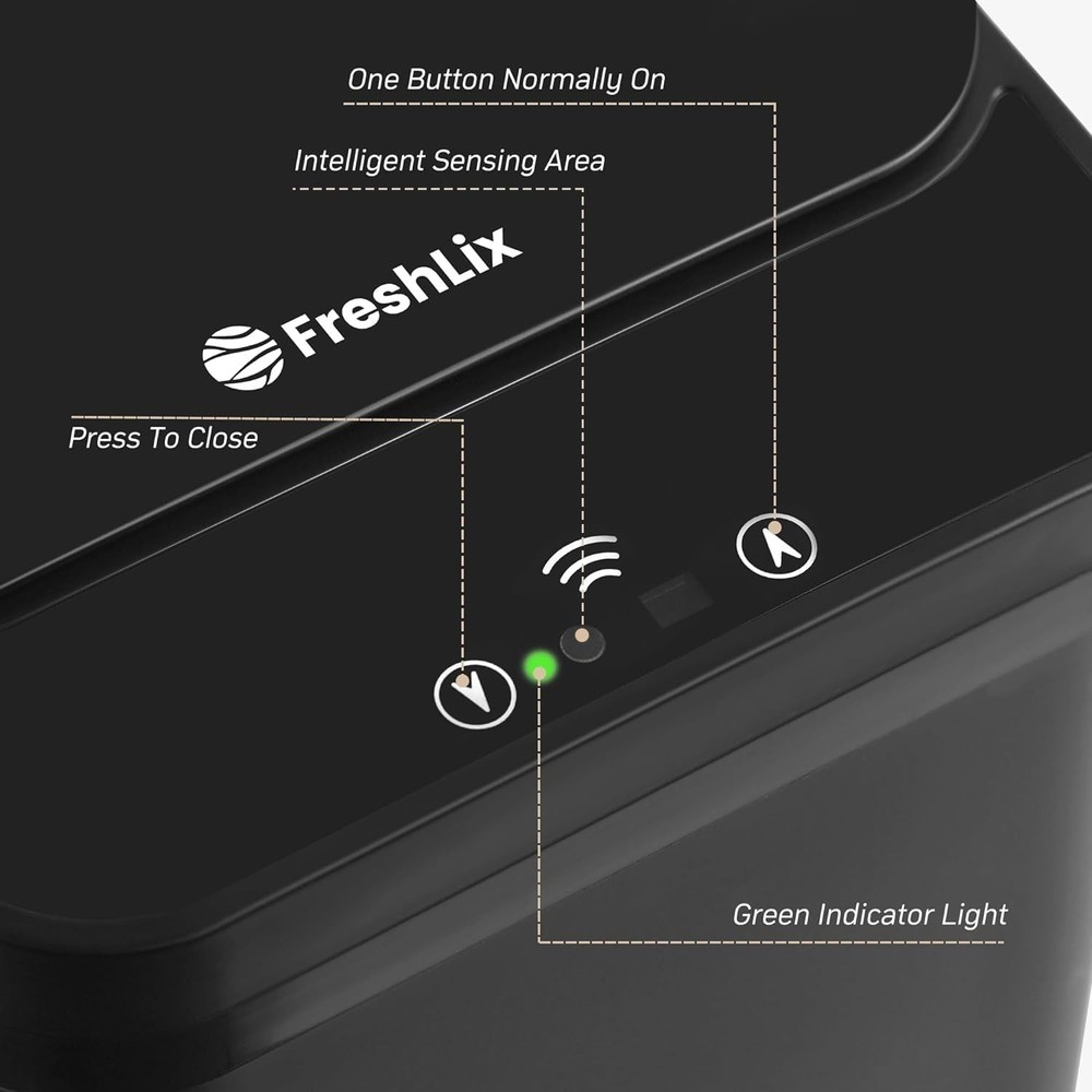 Bathroom Trash Can, 2.6 Gallon Automatic Motion Sensor Touchless Garbage Can,...