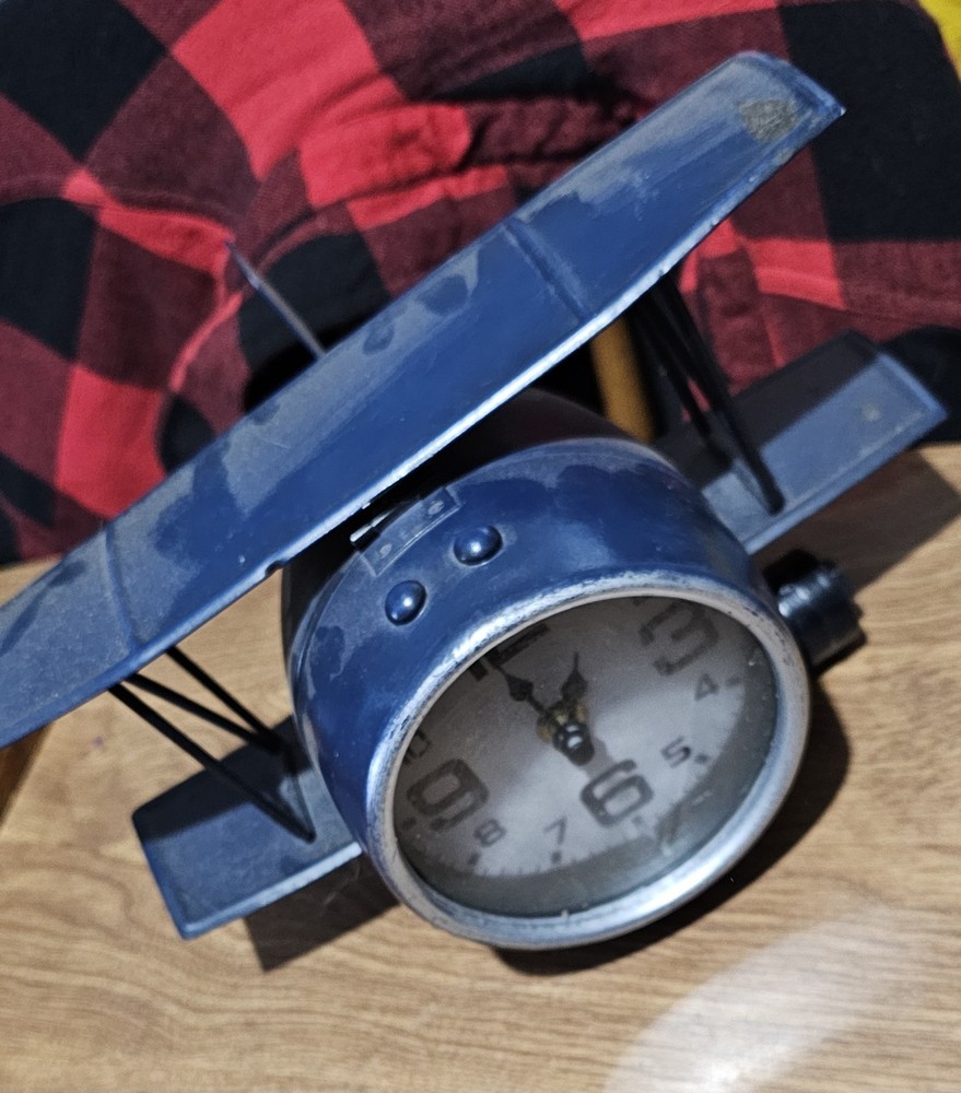 Biplane Airplane clock table bookshelf decor, matte finish