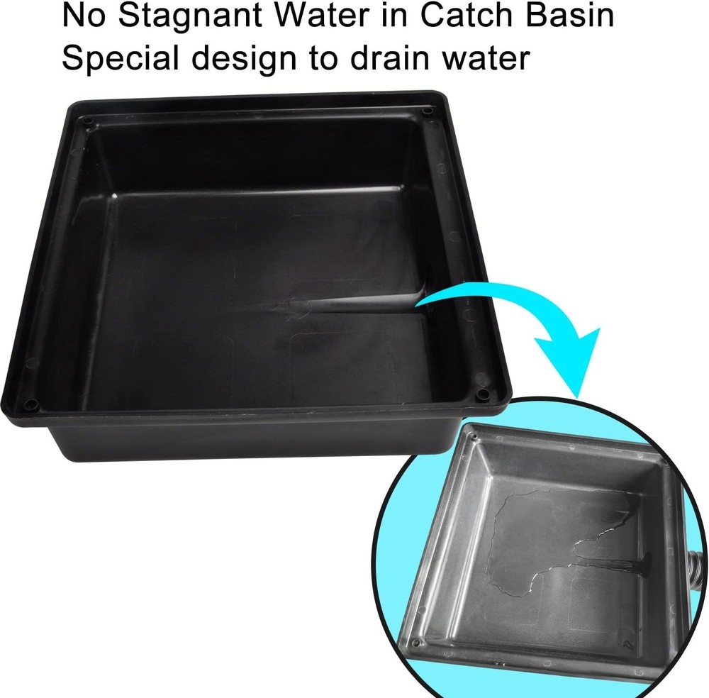 12"x12" Low Profile Catch Basin Extender with 8.2ft Flexible Pipe Solution